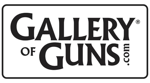 Gallery of Guns logo with registered trademark symbol and .com domain text on white background